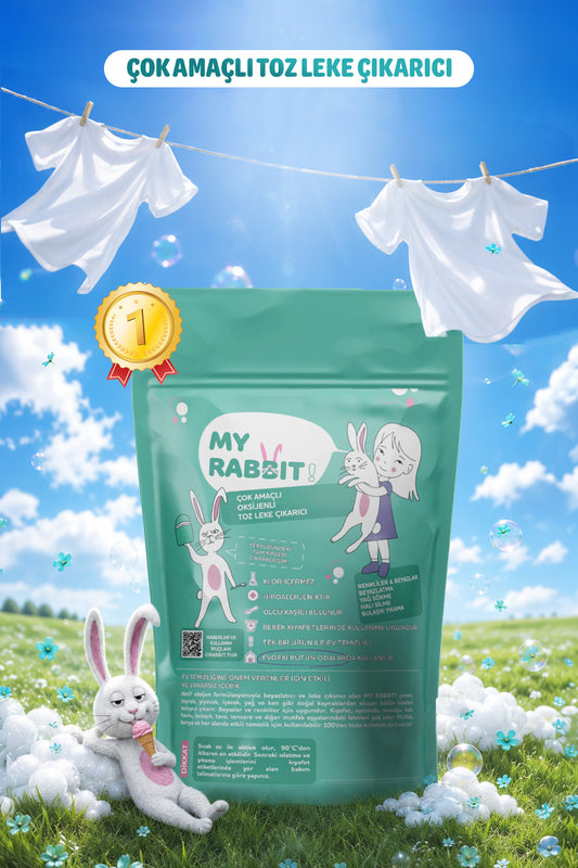My Rabbit Çamaşır ve Yüzey İçin Çok Amaçlı Oksijenli Toz Leke Çıkarıcı ve Beyazlatıcı 800 gr