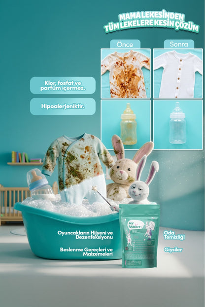 My Rabbit Çamaşır ve Yüzey İçin Çok Amaçlı Oksijenli Toz Leke Çıkarıcı ve Beyazlatıcı 800 gr