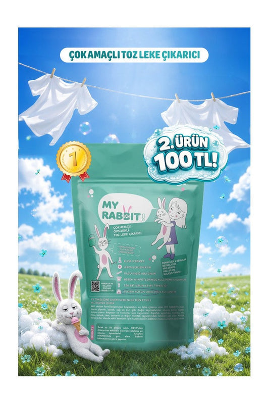 My Rabbit Çamaşır ve Yüzey İçin Çok Amaçlı Oksijenli Toz Leke Çıkarıcı ve Beyazlatıcı 800 gr